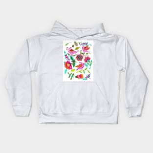 Spring Songs Watercolor painting Kids Hoodie